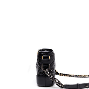 CHANEL GABRIELLE HOBO BAG BLACK CALFSKIN LEATHER MULTICOLORED HARDWARE