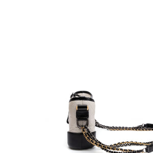 CHANEL SMALL GABRIELLE HOBO BAG WHITE / BLACK CALFSKIN LEATHER GOLD / SILVER TONE / RUTHENIUM TONE