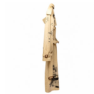 BURBERRY SKETCH PRINT TRENCH COAT BROWN / MULTICOLOURED