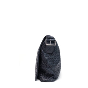 BOTTEGA VENETA INTRECCIATO MESSENGER BAG BLACK BLACK HARDWARE