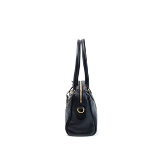 GUCCI BORSETTO MEDIUM LEATHER SHOULDER BAG BLACK GHW