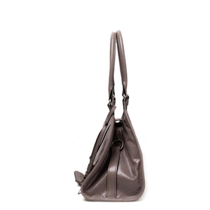PRADA MEDIUM LEATHER TOTE BAG PEWTER CALFSKIN LEATHER SHW