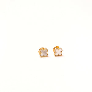 VAN CLEEF & ARPELS 18K YELLOW GOLD MOTHER OF PEARL SWEET ALHAMBRA EARRINGS