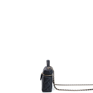 CHANEL TOP HANDLE SLIM VANITY WITH CHAIN BAG BLACK CAVIAR LGHW