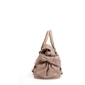 MIU MIU VITELLO LUX BOW SATCHEL CALFSKIN LEATHER