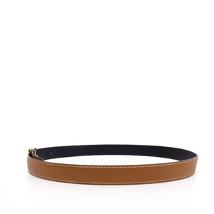 HERMES CURSIVES DOUBLE SIDE BELT 24MM BLACK/GOLD EPSOM LEATHER GHW
