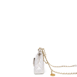 CHANEL 23C SMALL WHITE SHINY CALFSKIN HOBO BAG GHW