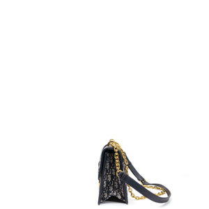 CHRISTIAN DIOR 30 MONTAIGNE EAST WEST BAG WITH CHAIN OBLIQUE JACQUARD BLUE GHW