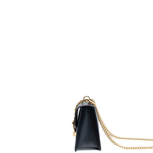 GUCCI MINI SYLVIE CHAIN BAG BLACK CALFSKIN GHW