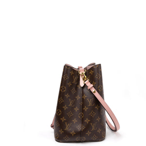 LOUIS VUITTON NEO NOE BROWN/ ROSE POUDRE MONOGRAM CANVAS GHW