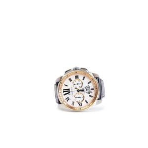 CARTIER CALIBRE DE CARTIER 42MM CHRONOGRAPH STAINLESS STEEL WATCH 18K ROSE GOLD