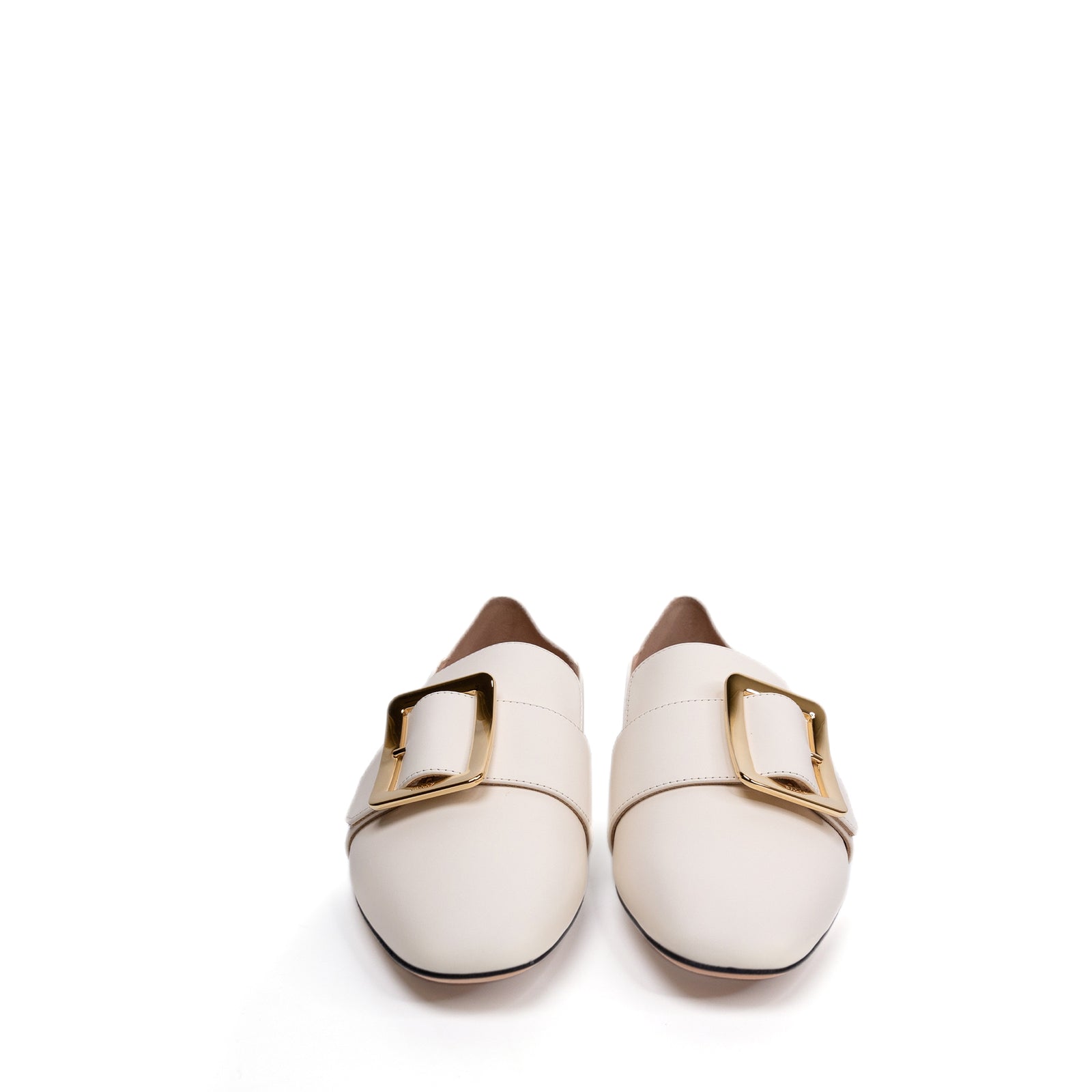 BALLY JANELLE BB WHITE  LEATHER FLATS SIZE 37.5