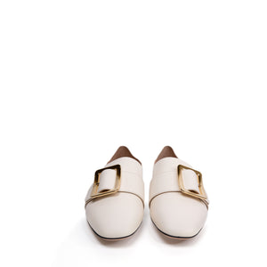 BALLY JANELLE BB WHITE  LEATHER FLATS SIZE 37.5