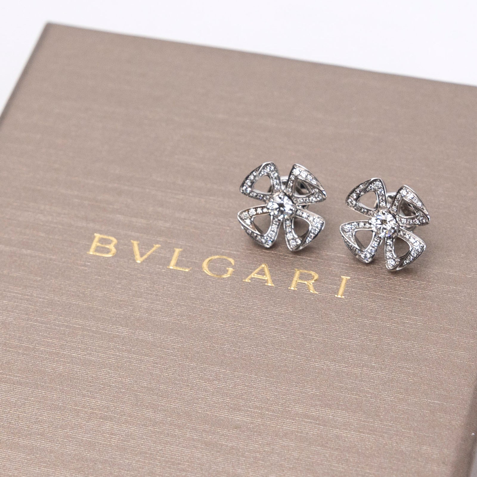 BVLGARI FIOREVER 18K WHITE GOLD WITH DIAMOND EARRINGS