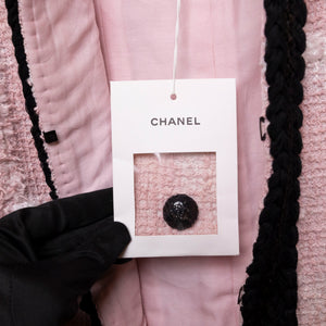 CHANEL 22C TWEED BLAZER PINK AND BLACK SIZE 36