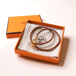 HERMES GLENAN DOUBLE TOUR BRACELACE BROWN RGHW