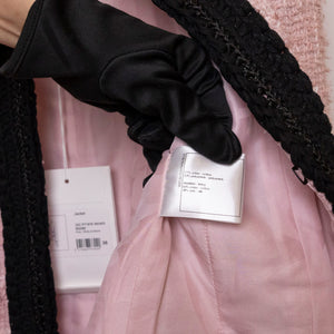 CHANEL 22C TWEED BLAZER PINK AND BLACK SIZE 36