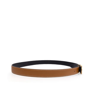 HERMES CURSIVES DOUBLE SIDE BELT 24MM BLACK/GOLD EPSOM LEATHER GHW