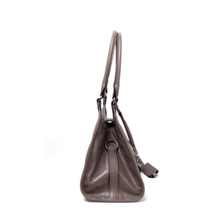 PRADA MEDIUM LEATHER TOTE BAG PEWTER CALFSKIN LEATHER SHW