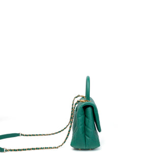 CHANEL SMALL COCO HANDLE CAVIAR GREEN LGHW