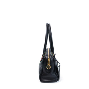 GUCCI BORSETTO MEDIUM LEATHER SHOULDER BAG BLACK GHW