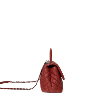 CHANEL MEDIUM COCO HANDLE FLAP BAG RED CAVIAR LEATHER SHW