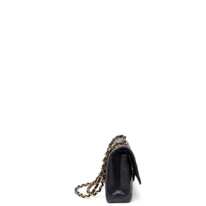 CHANEL MEDIUM CLASSIC DOUBLE FLAP BAG BLACK CAVIAR LEATHER GHW (MICROCHIP)