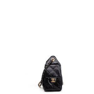CHANEL MINI 25 BAG AGED CALFSKIN BLACK MULTICOLOUR HARDWARE (MICROCHIP)