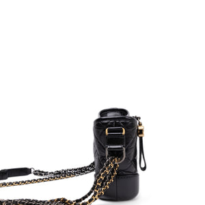 CHANEL GABRIELLE HOBO BAG BLACK CALFSKIN LEATHER MULTICOLORED HARDWARE