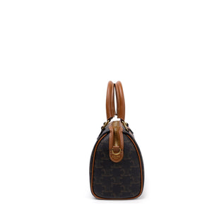 CELINE SMALL BOSTON BAG TRIOMPHE CANVAS/ CALFSKIN TAN GHW