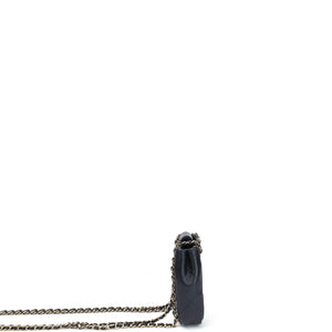 CHANEL QUILTED SUPER MINI TOTE WITH CHAIN BLACK LAMBSKIN LGHW