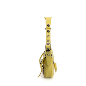 BALENCIAGA SMALL LE CAGOLE SLING SHOULDER BAG YELLOW LAMBSKIN LEATHER SHW