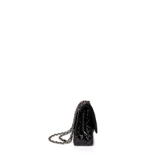 CHANEL JUMBO CLASSIC DOUBLE FLAP BAG PATENT BLACK SHW