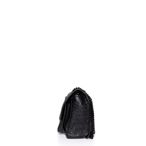 SAINT LAURENT MEDIUM NIKI BAG CROCODILE-EMBOSSED BLACK CALFSKIN BLACK HARDWARE