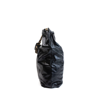 CHANEL LARGE 22 BAG SHINY CALFSKIN BLACK GHW (MICROCHIP)