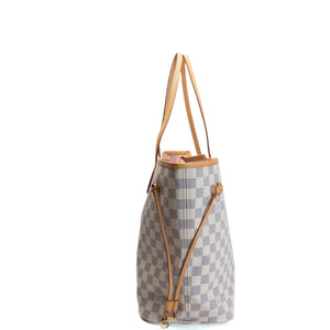 LOUIS VUITTON NEVERFULL MM DAMIER AZUR CANVAS ROSE BALLERINE GHW