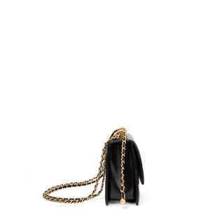 CHANEL GOLD CRUSH SMALL FLAP BAG BLACK CALFSKIN GHW (MICROCHIP)