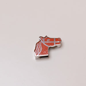 HERMES CADREJU TWILLYRING HORSE BROWN SILVER ORANGE SCARF RING