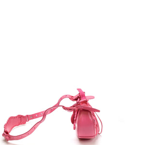 BALENCIAGA LE CAGOLE XS PINK POLISHED LAMBSKIN LEATHER PINK HARDWARE