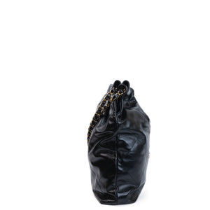 CHANEL MEDIUM 22 BAG SHINY CALFSKIN BLACK GHW (MICROCHIP)