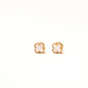 VAN CLEEF & ARPELS 18K YELLOW GOLD MOTHER OF PEARL SWEET ALHAMBRA EARRINGS