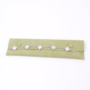 VAN CLEEF & ARPELS VINTAGE ALHAMBRA BRACELET , 5 MOTIF , 18K WHITE GOLD , MOTHER OF PEARL
