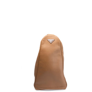 PRADA LARGE TRIANGLE LEATHER BAG CARAMEL SHW
