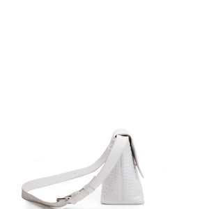 BALENCIAGA MEDIUN DOWNTOWN SHOULDER BAG EMBOSSED LEATHER WHITE SHW