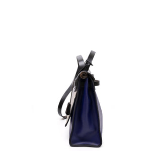 HERMES HERBAG 31 ZIP BAG TOLIE H BERLINE CANVAS / VACHE HUNTER BLUE ENCRE / BLACK SHW STAMP C
