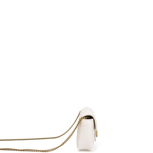 GUCCI GG MARMONT SUPER MINI BAG MATELASSE WHITE BRUSHED GHW