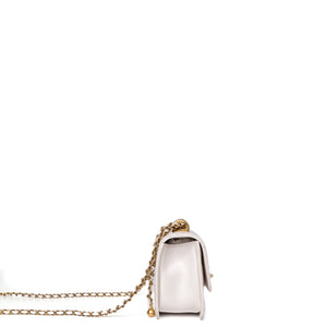 CHANEL 24C GOLD CRUSH MINI FLAP BAG WHITE CALFSKIN GHW (MICROCHIP)