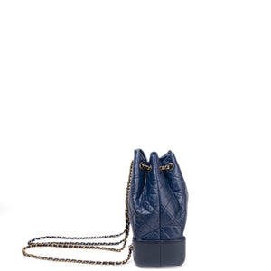 CHANEL SMALL GABRIELLE BACKPACK AGED CALFSKIN NAVY BLUE / BLACK RUTHENIUM HARDWARE