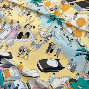 HERMES HERMES ON THE BEACH SILK SCARF 90CM