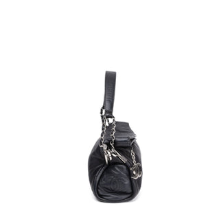 CHANEL ULTIMATE SMALL SOFT HOBO BAG BLACK QUILTED LAMBSKIN SHW